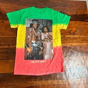 Outkast Rasta Tie Dye Graphic T Shirt‎ Mens Small Music Hip Hop Rap Tour Tee